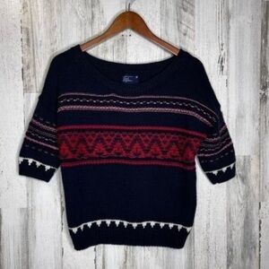 American Eagle Outfitters Women's  Knit Sweater Navy Blue Red Medium
